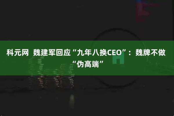 科元网  魏建军回应“九年八换CEO”：魏牌不做 “伪高端”